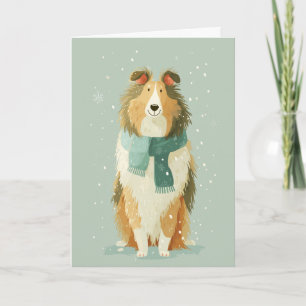 Carte de vœux de Noël Collie