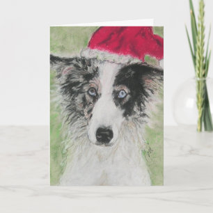 Carte de voeux de Noël Collie Bordure