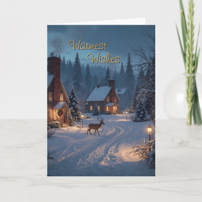 Carte de voeux de Noël Cosy Winter Village (Devant)