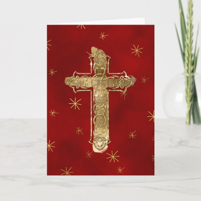 Carte de voeux de Noël Croix d'Or (Devant)