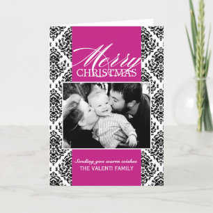 Carte de voeux de Noël Damask personnalisable