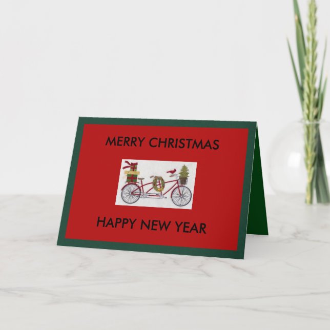 Carte de voeux de Noël de bicyclette et de (Devant)