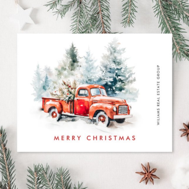 Carte de vœux de Noël de camion de ferme Rouge Rét (Créateur téléchargé)
