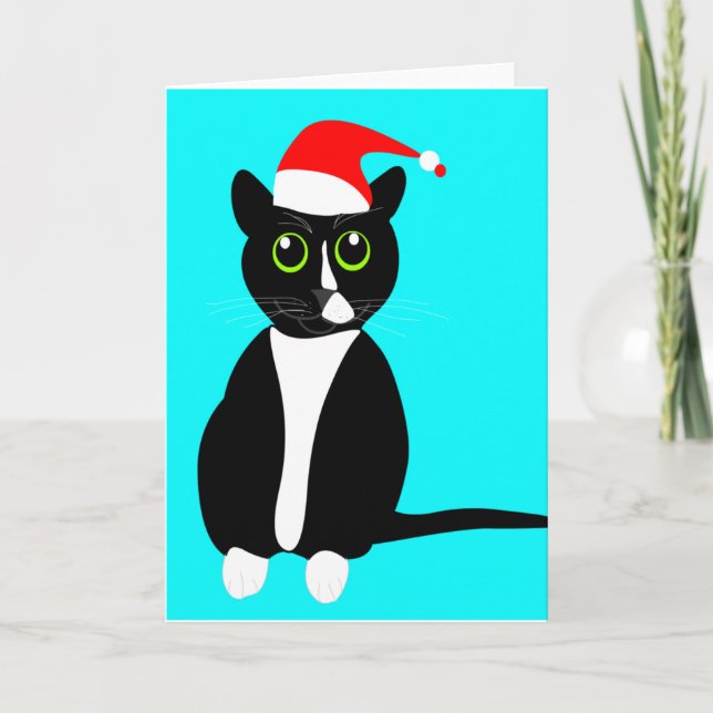 Carte de voeux de Noël de chat de smoking (Devant)