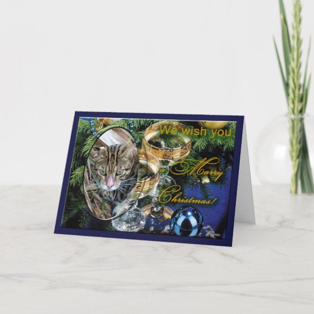 Carte de voeux de Noël de chat du Bengale (Devant)