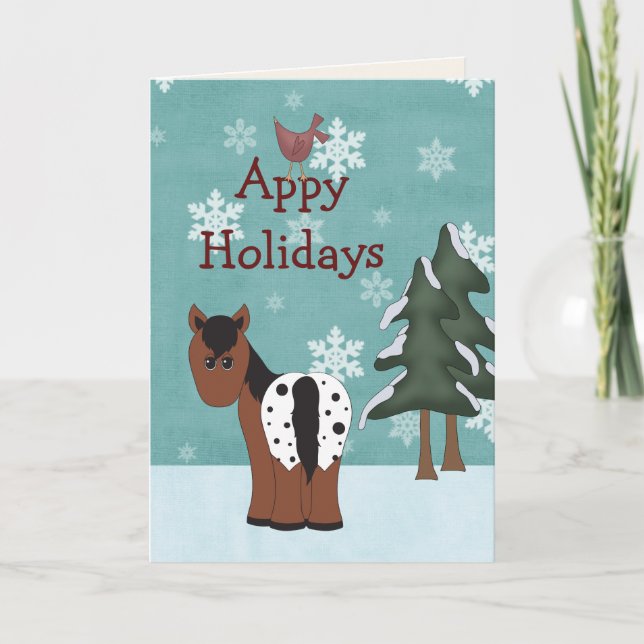 Carte de voeux de Noël de cheval de vacances (Devant)