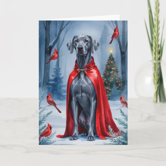 Carte de voeux de Noël de chien Weimaraner (Devant)