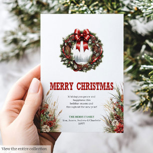 Carte de vœux de Noël de ferme rouge vert