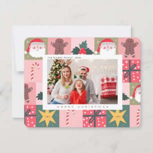 Carte de vœux de Noël de la famille de joie de Xma