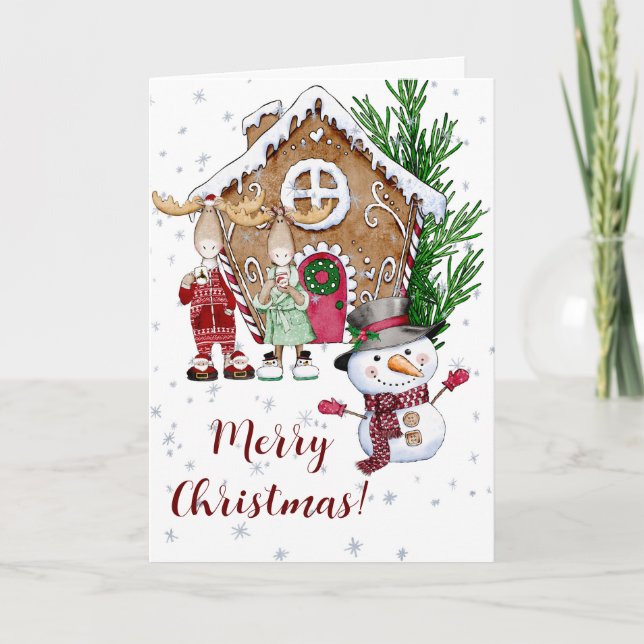 Carte de voeux de Noël de la maison de pain d'épic (Devant)