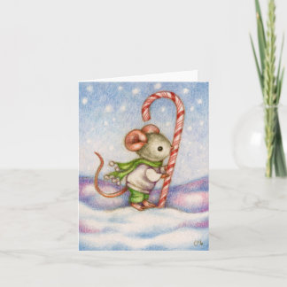Carte de voeux de Noël de la souris sucre de canne