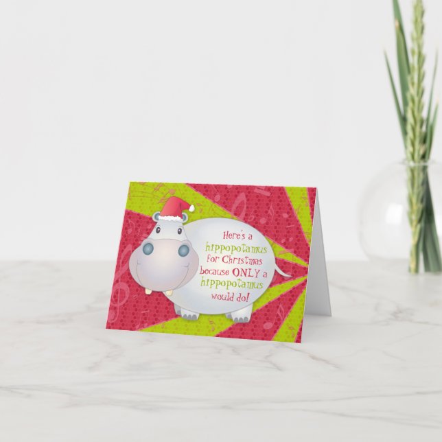 Carte de voeux de Noël de Noël d'hippopotame (Devant)