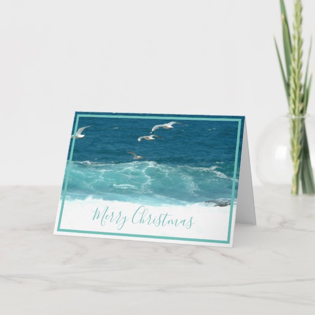 Carte de voeux de Noël de plage personnalisable (Devant)