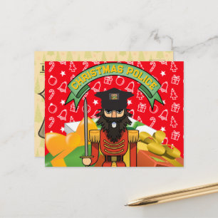 Carte de vœux de Noël de police   Casse-noisette d