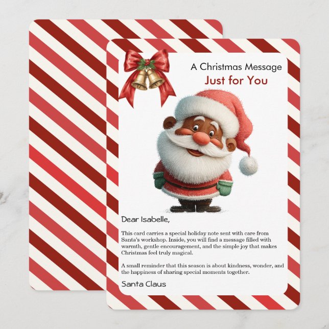 Carte de vœux de Noël de Santa pour les enfants (Devant / Derrière)