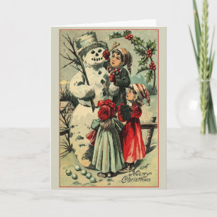 Carte de voeux de Noël de Snowman victorien