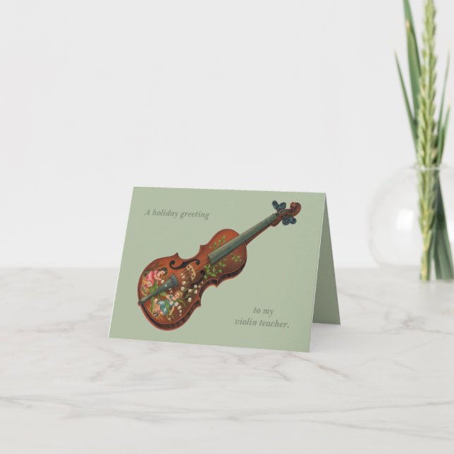 Carte de vœux de Noël de violon victorien (Devant)