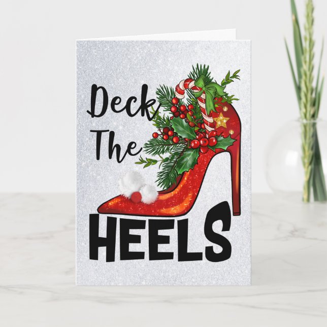 Carte de voeux de Noël Deck The Heels (Devant)