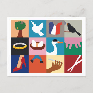 Carte de vœux de Noël des 12 jours de Noël