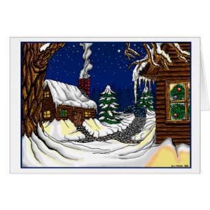 Carte de voeux de Noël des maisons de neige