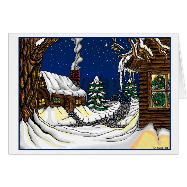 Carte de voeux de Noël des maisons de neige (Devant horizontal)