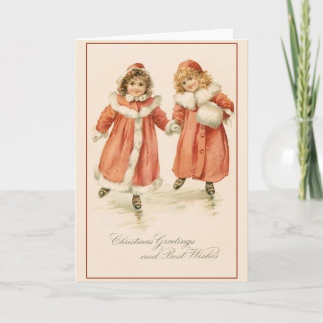 Carte de voeux de Noël des patineurs de glace vict (Devant)