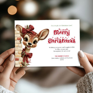 Carte de vœux de Noël dessin animé de rennes migno