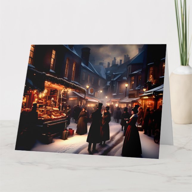 Carte de voeux de Noël Dickensian Londres (Devant)