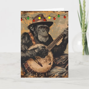 CARTE DE VOEUX DE NOËL DRÔLE DE CHIMPANZÉ