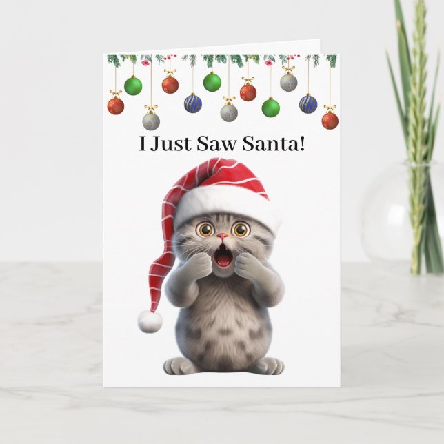 Carte de vœux de Noël drôle et fantaisiste de chat (Devant)