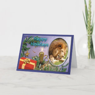 Carte de voeux de Noël du lion africain