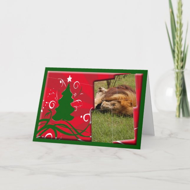 Carte de voeux de Noël du lion africain (Devant)