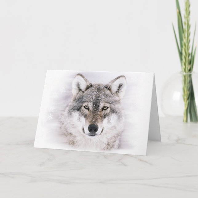 Carte de voeux de Noël du loup d'hiver (Devant)