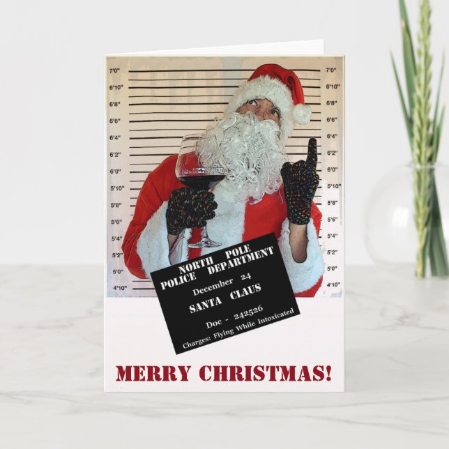 Carte de voeux de Noël du Père Noël Mugshot ! (Devant)