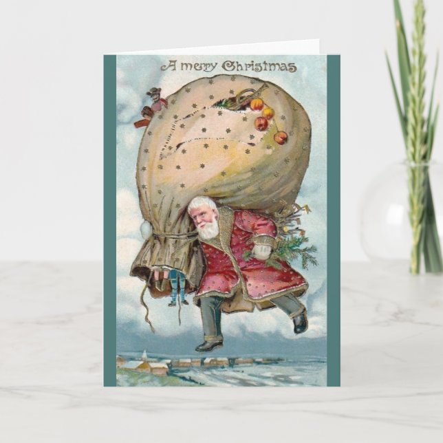 Carte de voeux de Noël du Père Noël victorien (Devant)
