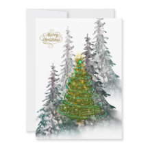 Carte de vœux de Noël élégante avec sapin enneigé