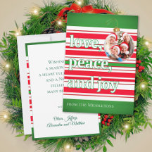 Carte de vœux de Noël en famille Amour Paix Joie F