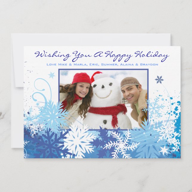 Carte de vœux de Noël en famille SNOWFLAKE (Devant)