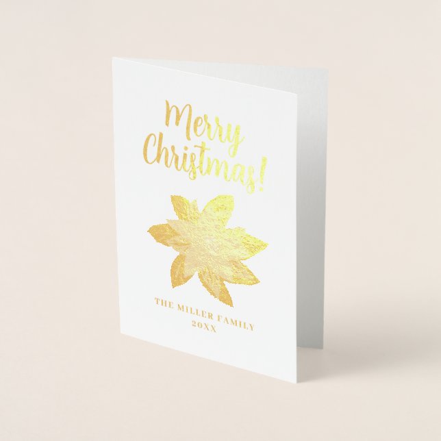 Carte de voeux de Noël en feuille d'or (Devant)