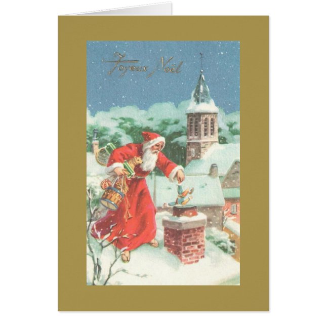 Carte de voeux de Noël en français vintage (Devant)