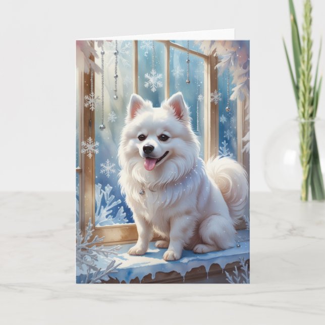 Carte de voeux de Noël Eskimo Chien américain (Devant)