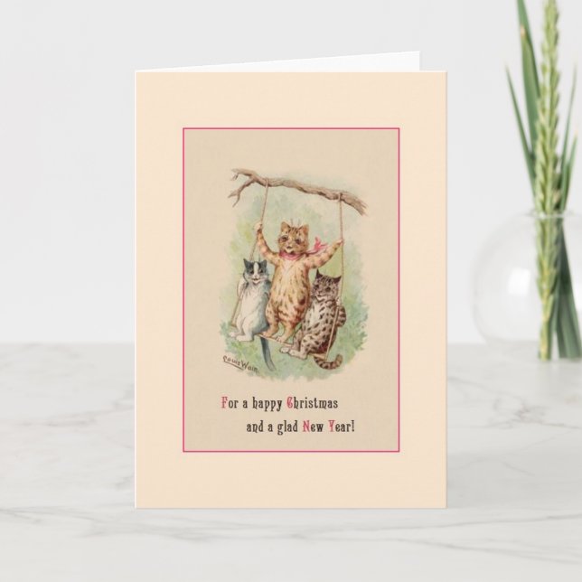 Carte de voeux de Noël et de Nouvel An pour chat v (Devant)