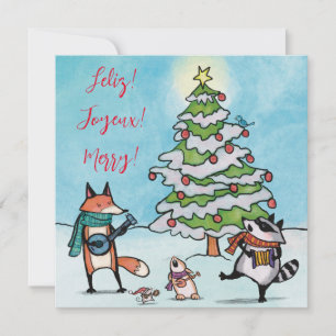 Carte de vœux de Noël fantaisiste de la forêt