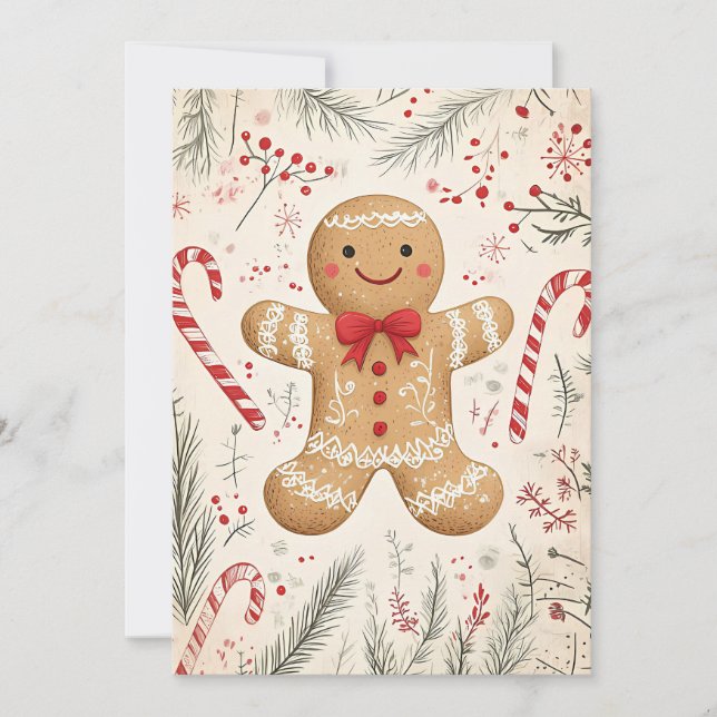 Carte de voeux de Noël Festif Pain d'épices Homme (Devant)