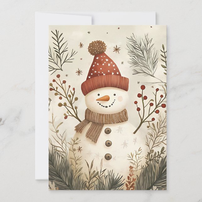 Carte de voeux de Noël Festif Snowman (Devant)