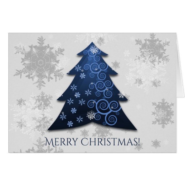 Carte de voeux de Noël Festive Bleue (Devant horizontal)