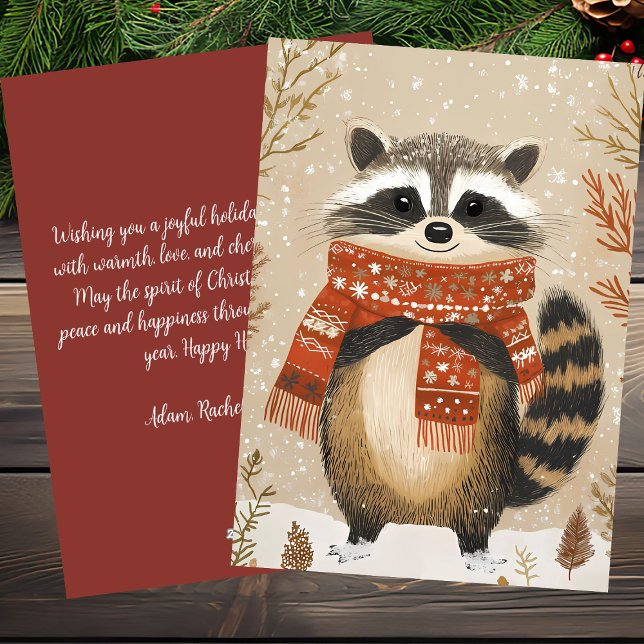 Carte de voeux de Noël festive Racoon (Créateur téléchargé)