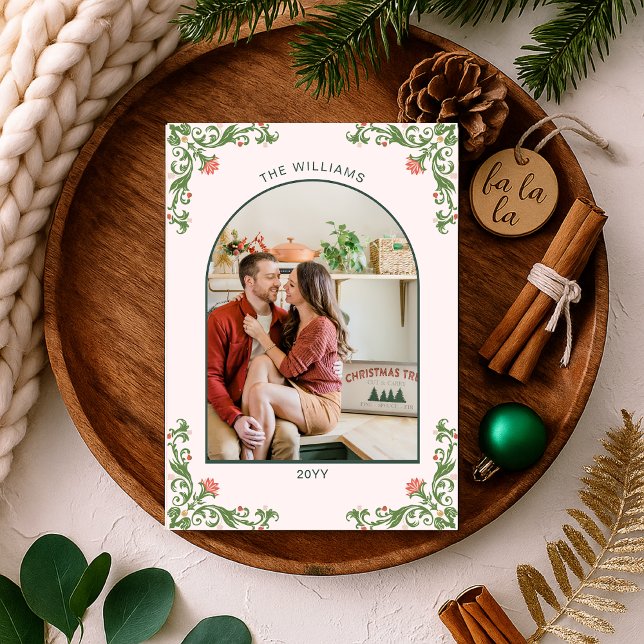Carte de vœux de Noël florale vert sauge élégante (Créateur téléchargé)