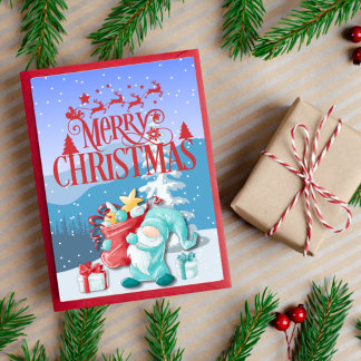 Carte de voeux de Noël Gnome