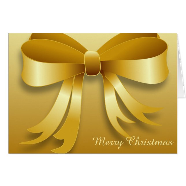 Carte de voeux de Noël Gold Bow (Devant horizontal)